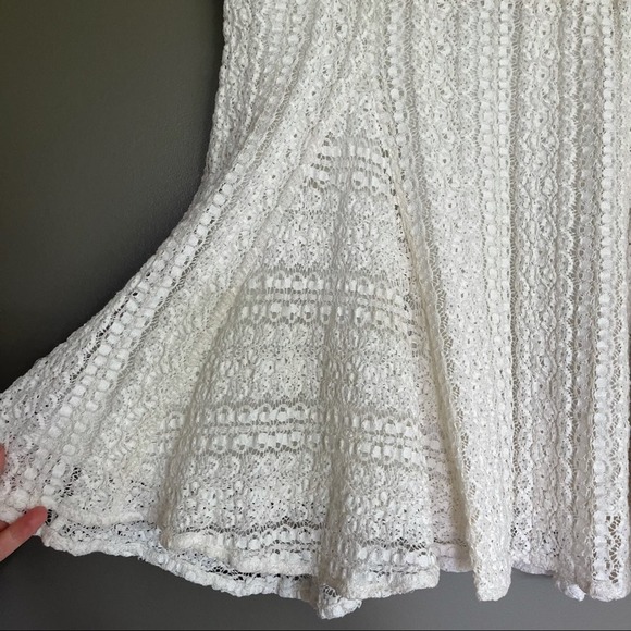 IRO Teejay Crochet Lace Mini Skirt in Ecru Size 8 Cream Off White A-Line Flouncy - Picture 9 of 16